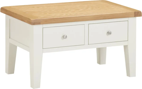 Windsor 2 Drawer Coffee Table (Ivory/Oak)