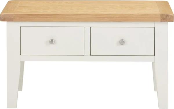 Windsor 2 Drawer Coffee Table (Ivory/Oak) - Image 3