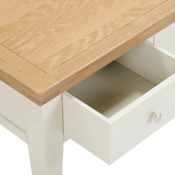 Windsor 2 Drawer Coffee Table (Ivory/Oak) - Image 5