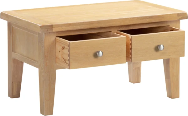 Windsor 2 Drawer Coffee Table (Natural Oak) - Image 2