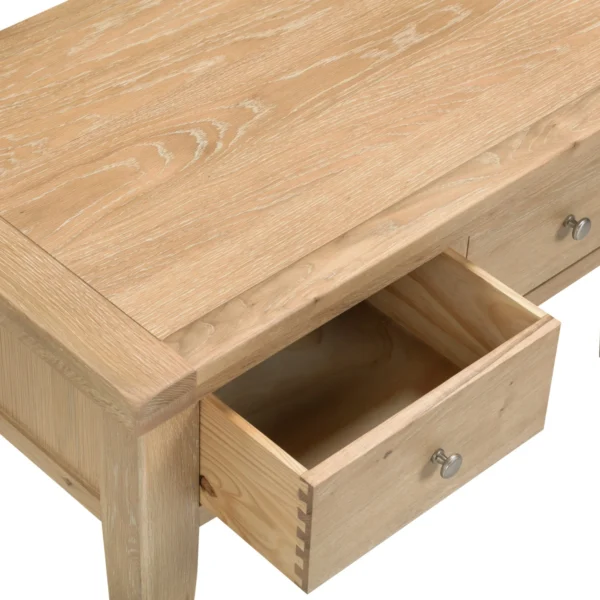 Windsor 2 Drawer Coffee Table (Natural Oak) - Image 6