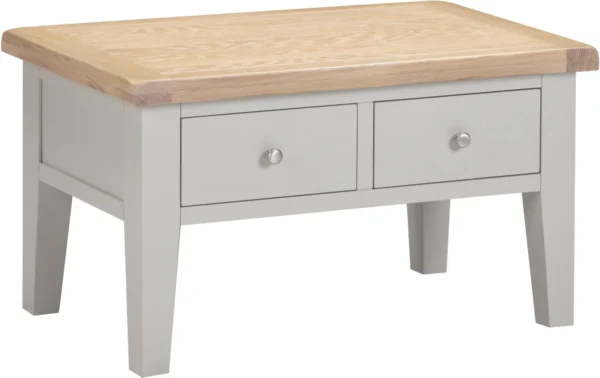 Windsor 2 Drawer Coffee Table (Pebble Grey/Oak)