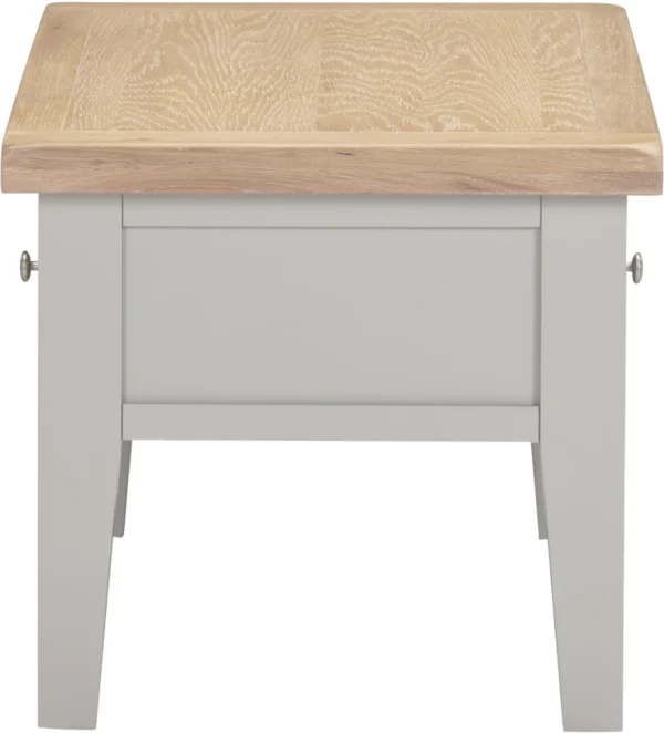 Windsor 2 Drawer Coffee Table (Pebble Grey/Oak) - Image 5