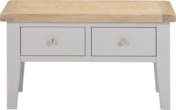 Windsor 2 Drawer Coffee Table (Pebble Grey/Oak) - Image 4