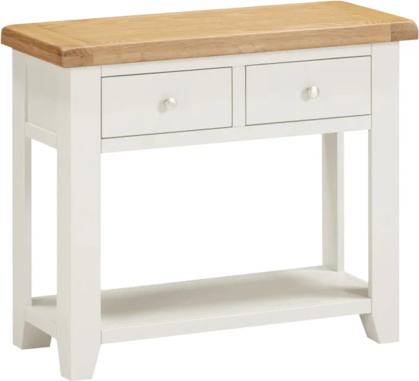 Windsor 2 Drawer Console Table (Ivory/Oak)