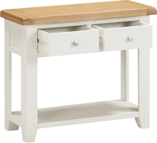 Windsor 2 Drawer Console Table (Ivory/Oak) - Image 2