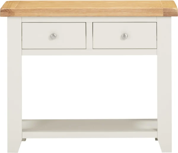 Windsor 2 Drawer Console Table (Ivory/Oak) - Image 3