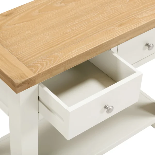 Windsor 2 Drawer Console Table (Ivory/Oak) - Image 6