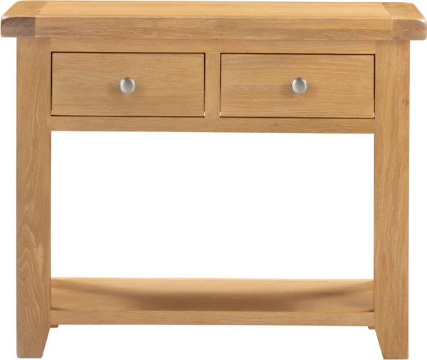 Windsor 2 Drawer Console Table (Natural Oak) - Image 3