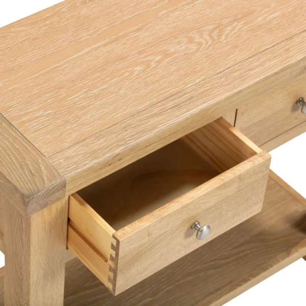Windsor 2 Drawer Console Table (Natural Oak) - Image 6