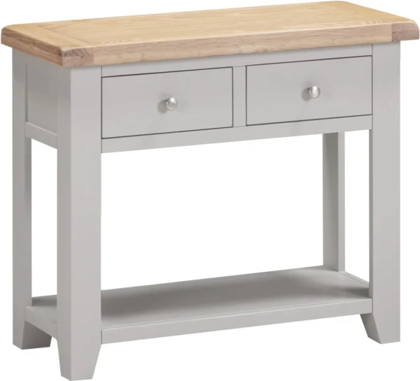 Windsor 2 Drawer Console Table (Pebble Grey/Oak)