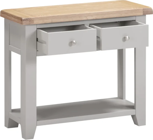 Windsor 2 Drawer Console Table (Pebble Grey/Oak) - Image 2