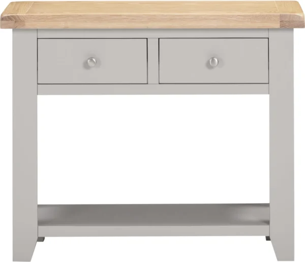 Windsor 2 Drawer Console Table (Pebble Grey/Oak) - Image 3