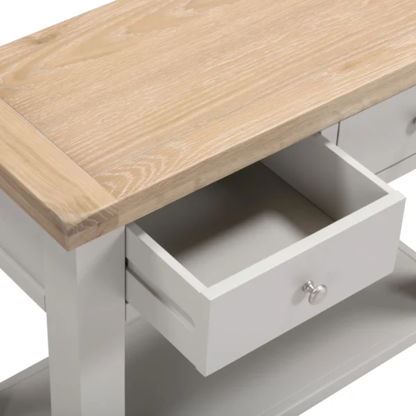Windsor 2 Drawer Console Table (Pebble Grey/Oak) - Image 6