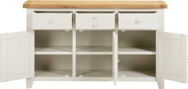 Windsor 3 Door 3 Drawer Sideboard (Ivory/Oak) - Image 3