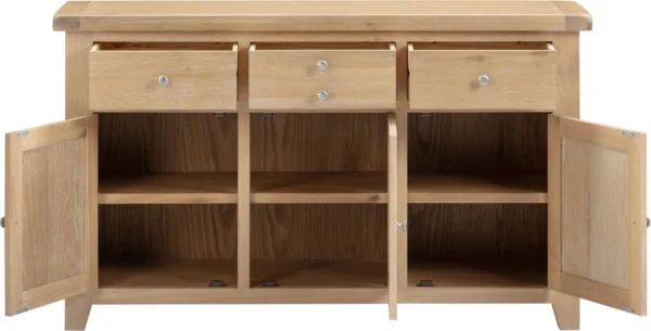 Windsor 3 Door 3 Drawer Sideboard (Natural Oak) - Image 3