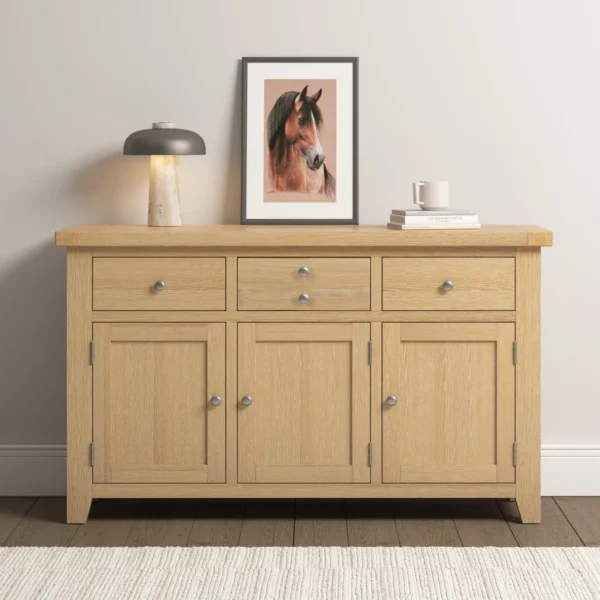Windsor 3 Door 3 Drawer Sideboard (Natural Oak) - Image 7