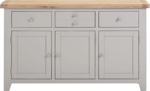 Windsor 3 Door 3 Drawer Sideboard (Pebble Grey/Oak) - Image 2