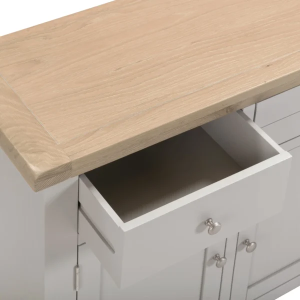 Windsor 3 Door 3 Drawer Sideboard (Pebble Grey/Oak) - Image 6