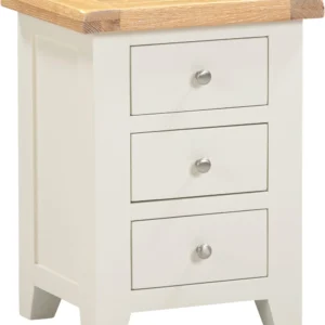 Windsor 3 Drawer Bedside (Ivory/Oak)