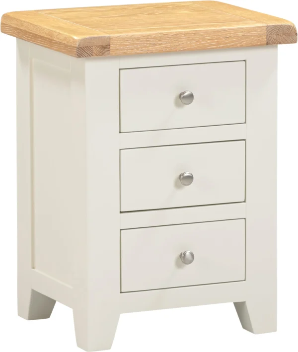 Windsor 3 Drawer Bedside (Ivory/Oak)