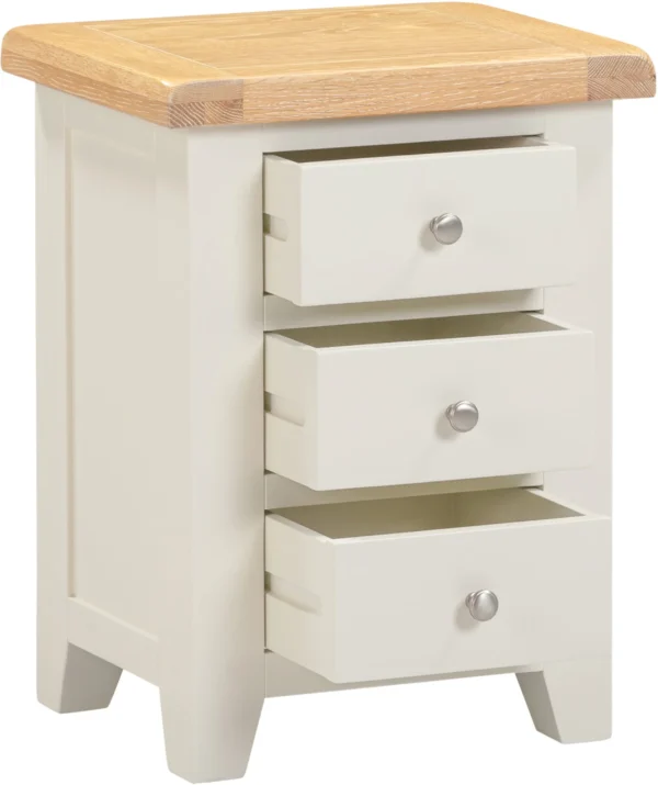 Windsor 3 Drawer Bedside (Ivory/Oak) - Image 2