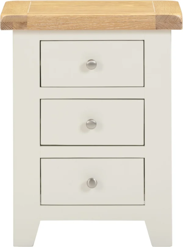 Windsor 3 Drawer Bedside (Ivory/Oak) - Image 3