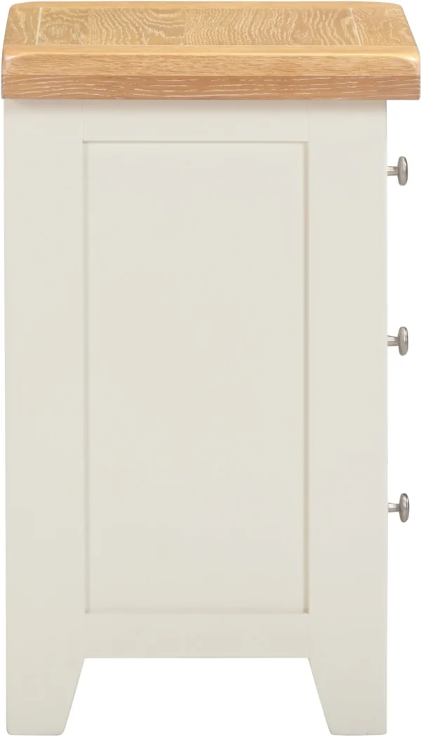 Windsor 3 Drawer Bedside (Ivory/Oak) - Image 4