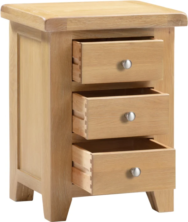 Windsor 3 Drawer Bedside (Natural Oak) - Image 2