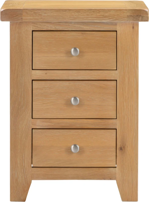 Windsor 3 Drawer Bedside (Natural Oak) - Image 3