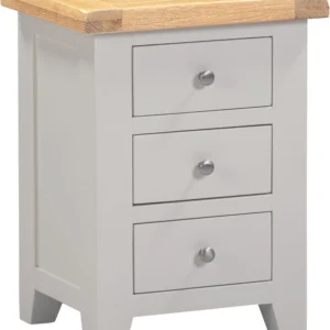 Windsor 3 Drawer Bedside (Pebble Grey/Oak)