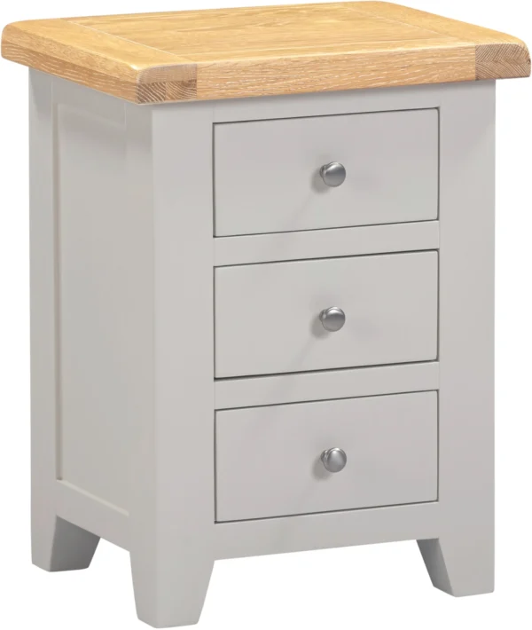 Windsor 3 Drawer Bedside (Pebble Grey/Oak)