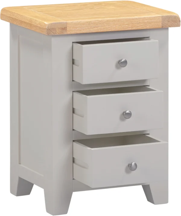 Windsor 3 Drawer Bedside (Pebble Grey/Oak) - Image 2