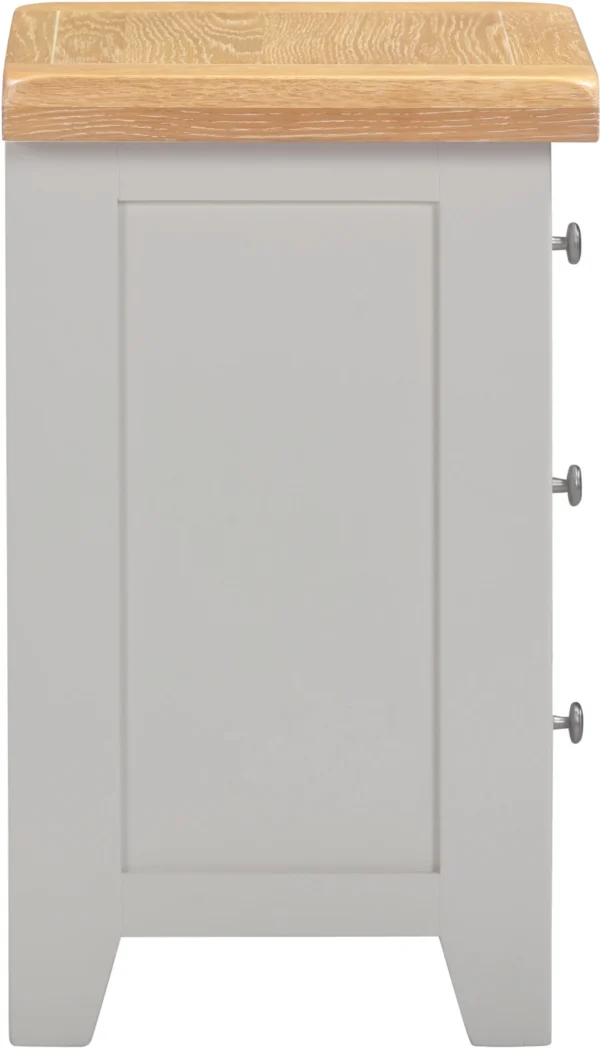 Windsor 3 Drawer Bedside (Pebble Grey/Oak) - Image 4