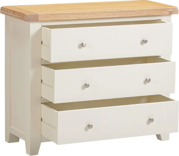 Windsor 3 Drawer Chest (Ivory/Oak) - Image 2