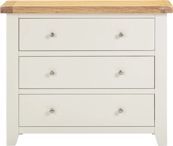 Windsor 3 Drawer Chest (Ivory/Oak) - Image 3