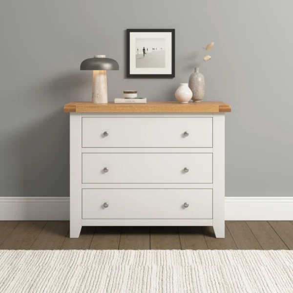 Windsor 3 Drawer Chest (Ivory/Oak) - Image 7
