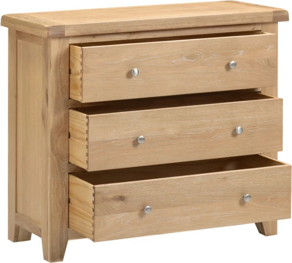Windsor 3 Drawer Chest (Natural Oak) - Image 6