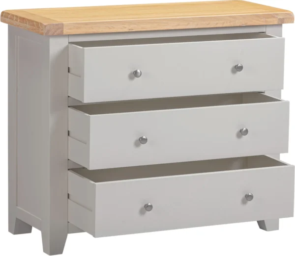 Windsor 3 Drawer Chest (Pebble Grey/Oak) - Image 2