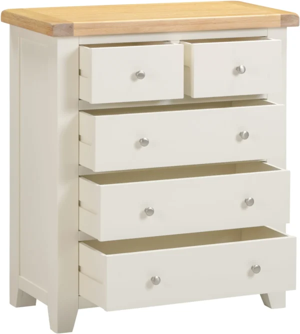 Windsor 3+2 Drawer Chest (Ivory/Oak) - Image 2