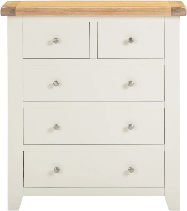 Windsor 3+2 Drawer Chest (Ivory/Oak) - Image 3