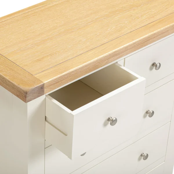 Windsor 3+2 Drawer Chest (Ivory/Oak) - Image 6