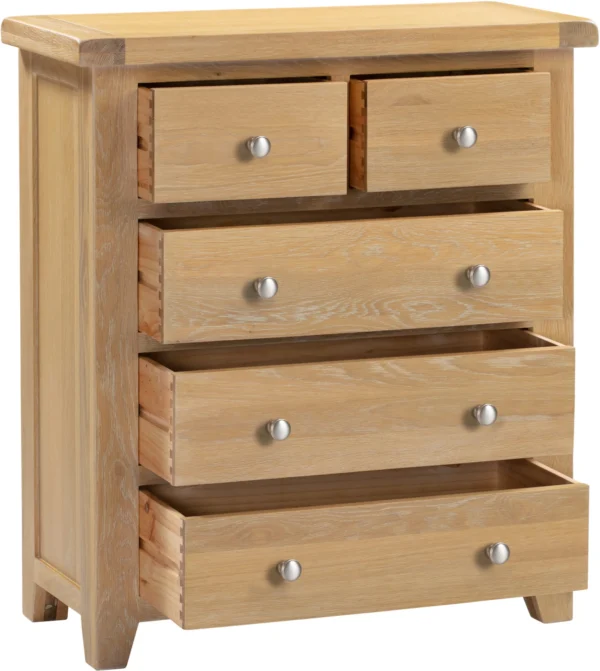 Windsor 3+2 Drawer Chest (Natural Oak) - Image 2