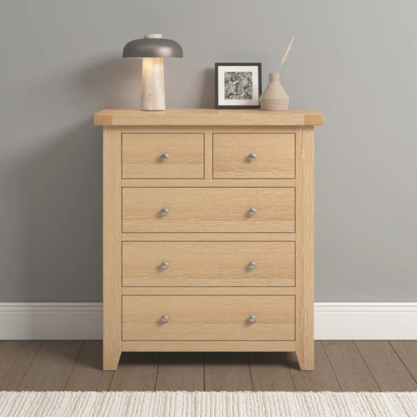 Windsor 3+2 Drawer Chest (Natural Oak) - Image 7