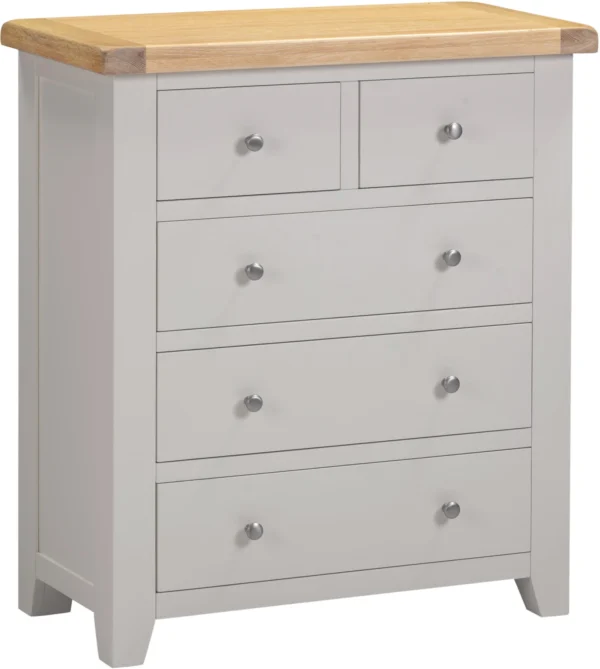Windsor 3+2 Drawer Chest (Pebble Grey/Oak)