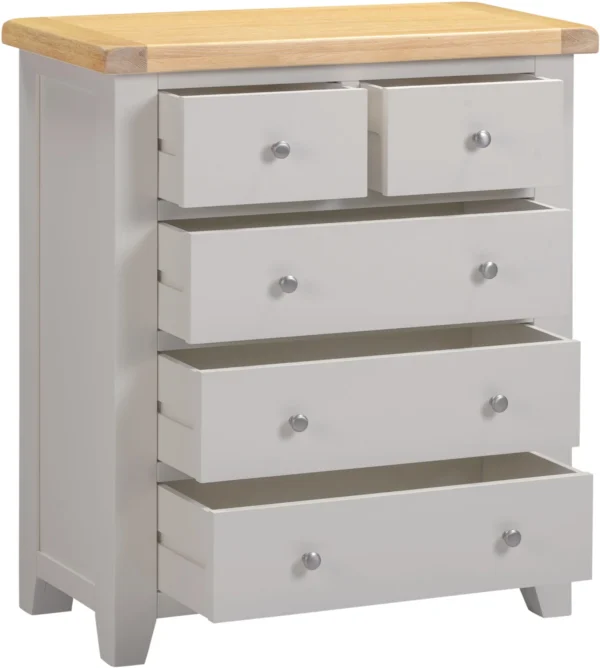 Windsor 3+2 Drawer Chest (Pebble Grey/Oak) - Image 2