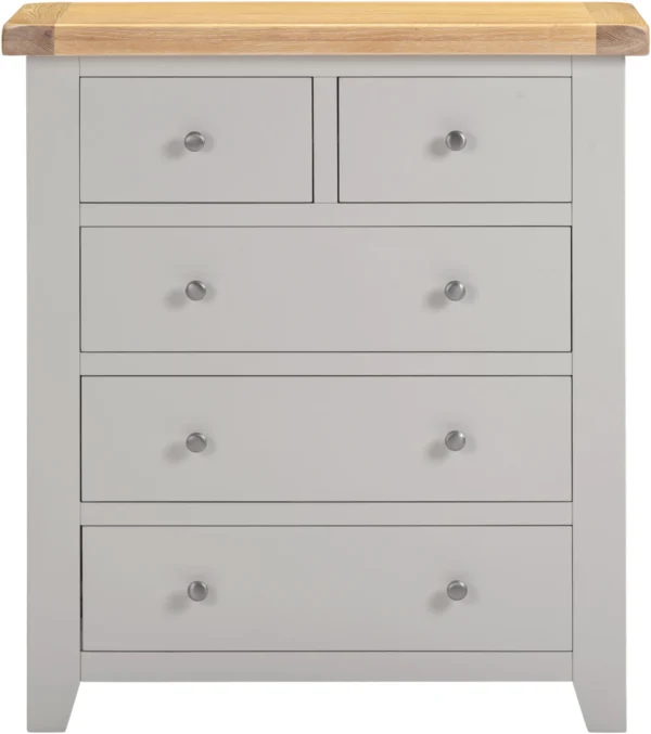 Windsor 3+2 Drawer Chest (Pebble Grey/Oak) - Image 3