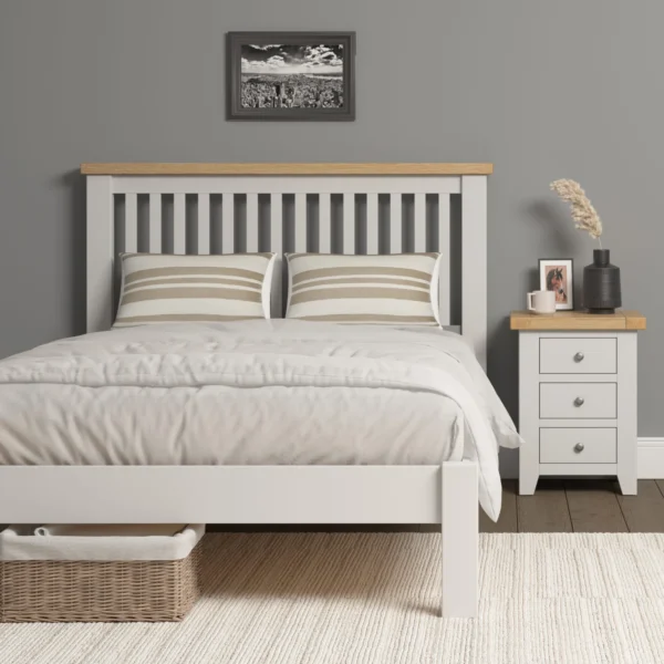 Windsor 4'6" Bed Low Foot End (Ivory/Oak) - Image 6