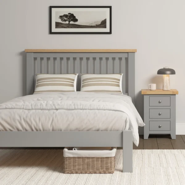 Windsor 4'6" Bed Low Foot End (Pebble Grey/Oak) - Image 6