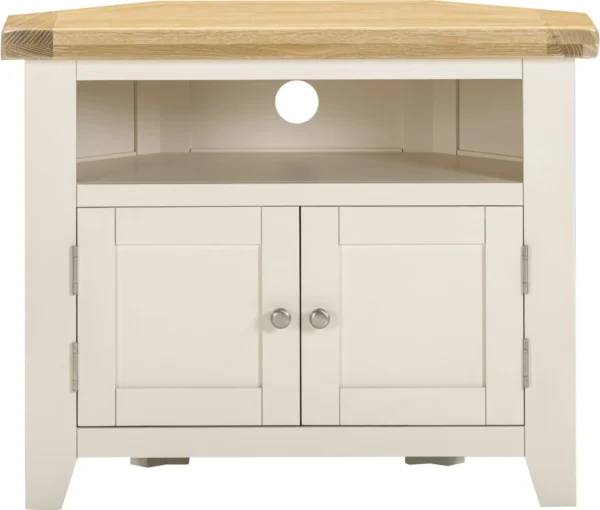 Windsor Corner TV Unit (Ivory/Oak) - Image 2
